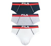 FILA Slip da uomo, confezione da 3 pezzi, logo urbano, cotone elasticizzato, tinta unita, Marine/Grigio/Bianco, M