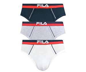 FILA Slip da uomo, confezione da 3 pezzi, logo urbano, cotone elasticizzato, tinta unita, Marine/Grigio/Bianco, XXL