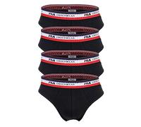 FILA Slip da uomo, confezione da 4 pezzi, con logo, in cotone elasticizzato, tinta unita, Nero , M