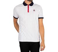 Fila, Polo da tennis da uomo White Line BB1, stile vintage, colore: bianco a righe bianco 3XL