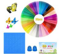 Filamento per penna 3D, 1,75 mm, PLA 30 colori, ogni colore 5 m, con stampa 3D, tappetino per stencil in silicone, 7,1 x 7,1 pollici, quaderno di stampa 3D e 2 protezioni per le dita, accessorio per