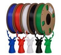 Filamento PLA 1,75 mm Combipack, filamento per stampante 3D TINMORRY, 250 g x 5 bobine, nero+bianco+rosso+blu+verde