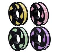 Filamento PLA Assortito 1,75mm, 4 Bobine da 250g per Stampa 3D | Scorrimento Uniforme, Gestione Semplice, senza Né Intasamenti, Quattro Colori Rosa, Giallo, Verde, Viola