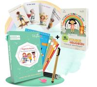 Filapen Quaderni magici prescolari + 55 carte di affermazione per bambini - edizione speciale a partire dai 4 anni - Imparare a scrivere e calcolare, praticare lettere e numeri, scoprire emozioni