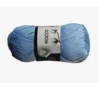 filati italiani Cotone Fiocco. 100% Cotton, 50g (125m) per Uncinetto e Maglieria (Celeste 7510)