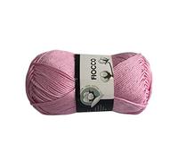 filati italiani Cotone Fiocco. 100% Cotton, 50g (125m) per Uncinetto e Maglieria (Rosa - 7366)