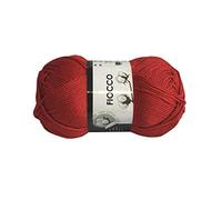 filati italiani Cotone Fiocco. 100% Cotton, 50g (125m) per Uncinetto e Maglieria (Rosso 7255)