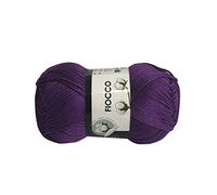 filati italiani Cotone Fiocco. 100% Cotton, 50g (125m) per Uncinetto e Maglieria (Viola - 7431)