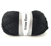 filati italiani Cotone Viscosa 100g Effetto Seta (Nero - 999)