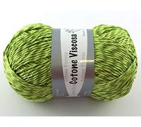 filati italiani Cotone Viscosa 100g Effetto Seta (Verde - 390)