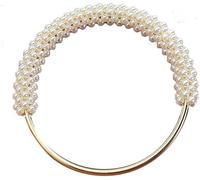 filati italiani Manici in Perle Colorate per Borse Handmade - 17cm di Larghezza - Perle Lucide Effetto perlaceo (Anello Oro Perla Bianca)
