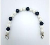 filati italiani Manici in Perle Colorate per Borse Handmade - 17cm di Larghezza - Perle Lucide Effetto perlaceo (Bianco/Nero Mix)