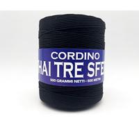 filati italiani matassa cordino thai rocca da (500g/500m) per borse e ricamo (nero - 270)
