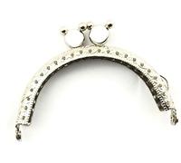 Filati tre sfere Chiusura Clik clak per Borse e Pochette in Metallo (Argento, Orsetti 8,5cm)