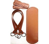 filati tre sfere Kit per Borse a Uncinetto (Fondo+Manici con Anello) in Finta Pelle (Cuoio - 02)