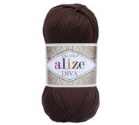 Filato acrilico Alize Diva Silk Effect 100% microfibra, 1 gomitolo, 100 g, 383 iarde, colore (26 - Marrone)