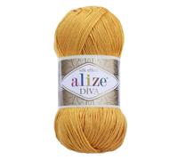 Filato acrilico Alize Diva Silk Effect 100% microfibra, 1 gomitolo, 100 g, 383 iarde, colore (488 - Zafferano)
