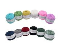 Filato colorato per maglieria, Confezione da 12 gomitoli di filato for tufting multicolore da 100 g, filo for punch needle, 5 mm, misto poliestere e cotone(B2e2)
