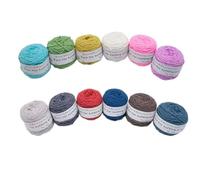 Filato colorato per maglieria, Confezione da 12 gomitoli di filato for tufting multicolore da 100 g, filo for punch needle, 5 mm, misto poliestere e cotone(B2c2)