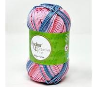 FILATO COTONE ANCHOR CREATIVA FINO MULTICOLOR 50GR/125MT, COLORE ROSA-INDACO 904