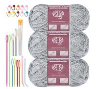 Filato Di Ciniglia Chenille Yarn For Crocheting Knitting 10.58oz / 263 Yard Thick Soft Chunky Fluffy Weaving Plush Yarn With Big Eye Needles(Gradient 110)