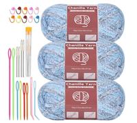 Filato Di Ciniglia Chenille Yarn For Crocheting Knitting 10.58oz / 263 Yard Thick Soft Chunky Fluffy Weaving Plush Yarn With Big Eye Needles(Gradient 106)