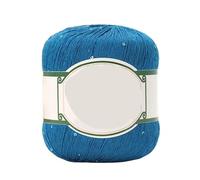 Filato di pizzo di lino e cotone da 200 g - Scialle estivo cavo all'uncinetto tessuto a mano, cappello, accessorio for giacca(PeacockBlue)