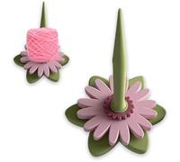 Filato e supporto per filo, avvolgicavo, gerbera stampata 3D, giallo/verde/rosa, 10 x 11,5 x 17,5 cm