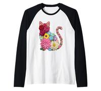 Filato Floreale per Gatti, Arte Botanica con Grafica Animale Maglia con Maniche Raglan