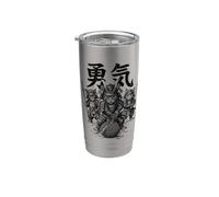 Filato Kanji Samurai Kittens, amante dei gatti, Kitten Courage Bicchiere termico in acciaio inox doppia parete