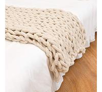 Filato Lana Grossa Chunky Lavorato a Maglia Coperta Tiro Maglia Chunky Knit rimessa Laterale Coperta,100X120,Beige