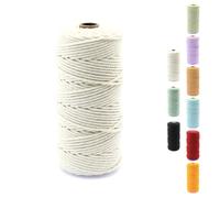 Filato macramè, 3 mm, 100 m, corda di cotone naturale, corda di cotone, 4 pezzi, filo decorativo, perfetto per fai da te, artigianato, giardinaggio (beige, 1 pezzo)