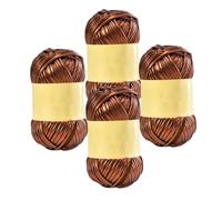 Filato metallico per magliette, filato lucido per magliette, filato grosso, per lavori a maglia, fai da te, borse, coperte, cuscini, progetti, caffè, 4 pezzi