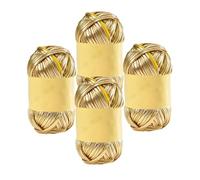 Filato metallico per magliette, filato lucido per magliette, filato grosso, per lavori a maglia, fai da te, borse, coperte, cuscini, progetti - oro, 4 pezzi