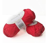 Filato misto cotone per maglieria e uncinetto, 3 o leggero pettinato, peso DK, gocce di cotone leggero, 51 g, 115 m per palla (32 rosso)