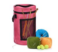 Filato per borse uncinetto Medium Size Crochet Bag 15 * 25 CM Portable Knitting Yarn Bag con Foro Maniglia e Fibbie Piccolo Sacchetto di Maglia per Piccolo Progetto (Rosso,medium)