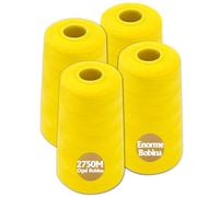 Filato per cucito Overlock, 100% poliestere, set per filo da cucito, 4 fili da cucito, filo da cucito, per macchina da cucire, 2745 m, totale 11000 m (giallo)