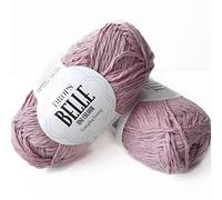 Filato per lavori a maglia di cotone, viscosa e lino, Drops Belle, DK, peso leggero pettinato, 1,8 oz 131 yards (16 malva)
