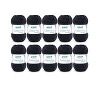 Gründl Cotton Fun Maglieria/Crochet (Filato Morbido in 100% Cotone, Certificato Oeko-Tex, g/115 m, Misura dell'ago: 3-4, 1 gomitolo á 50 g), Nero, 31 x 32 x 7.5 cm, 10 unità
