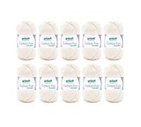 Filato per maglia/Gründl Cotton Fun (lana per maglieria, set per uncinetto, 100% cotone, 50 g/115 m, ferri: 3-4, 10 gomitoli da 50 g), Crema