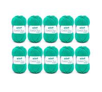 Filato per maglia/uncinetto Gründl Cotton Quick Uni, 10 gomitoli da 50 g (filato dai vivaci colori 100% cotone, certificato OEKO-TEX®, 50 g / 125 m, ferri: 3-4, 10 x 50 g), Lampone