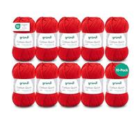 Filato per maglia/uncinetto Gründl Cotton Quick Uni, 10 gomitoli da 50 g (filato dai vivaci colori 100% cotone, certificato OEKO-TEX®, 50 g / 125 m, ferri: 3-4, 10 x 50 g), Cherry