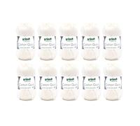 Filato per maglia/uncinetto Gründl Cotton Quick Uni, 10 gomitoli da 50 g (filato dai vivaci colori 100% cotone, certificato OEKO-TEX®, 50 g / 125 m, ferri: 3-4, 10 x 50 g), wool white