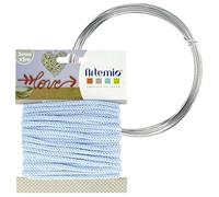 Filato per maglieria azzurro 5 mm x 5 m + filo di alluminio