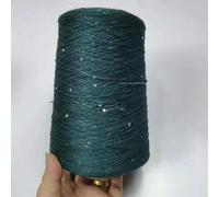 Filato per maglieria con paillettes scintillanti, Filato misto cotone acrilico seta 500 g multicolore for lavoro a maglia a mano(Malachite Green)
