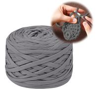 Filato per magliette, filato di cotone, 285 g, larghezza 2 cm, per uncinetto, con set di uncinetti, per borse, cestini, coperte, decorazione per la casa (grigio scuro)