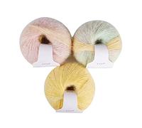 filato per sciarpe lavorate a maglia, Matasse di filato lana mohair for uncinetto, maglia, tessitura e artigianato, multicolore, confezione da 3(#01)