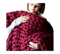 Filato per uncinetto, Chunky Roving Yarn For Hand And Arm Knitting DIY Multicolor(Wine red 500g)