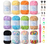 Filato per uncinetto, Pack Of 12 590 yds Chunky Chenille Yarn Multicolor For Crochet Knitting Baby Blanket(B)