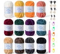 Filato per uncinetto, Pack Of 12 590 yds Chunky Chenille Yarn Multicolor For Crochet Knitting Baby Blanket(12 D)